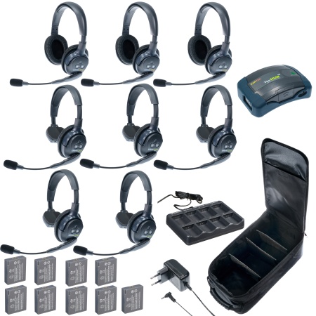 HUB 8-53 UltraLITE&HUB 8 абонентов с гарнитурами 5 Single 3 Double Headsets, батареи,з/у и сумка