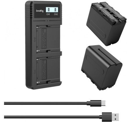 Комплект SmallRig 3823 NP-F970 с зарядным устройством и двумя аккумуляторам...